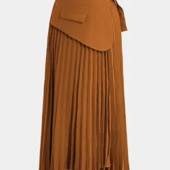 Solid Asymmetrical Pleated Skirt