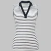 Stripes Print Ribbed Slip Tank Top