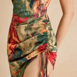 Watercolor Print Satin Ruched Drawstring Slip Mini Dress -Women's Clothing Store 29f08cbb 0858 4ae6 8a07 d0a93336eaa7