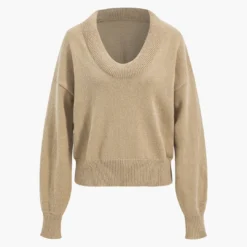 Sweater V-Neck Long-Sleeve Top