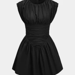 Solid Ruched Mini Dress -Women's Clothing Store 2a287314 be96 459f 8ad5 59ebbbb100bf