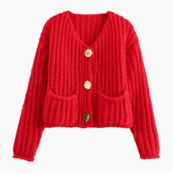 Knit Button Pocket Cardigan