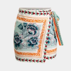 Floral Print Wrap Knot Mini Skirt