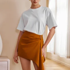 Solid Asymmetrical Mini Skirt