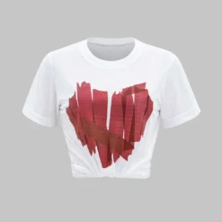 Heart Print Short Sleeve T-Shirt -Women's Clothing Store 2ba2cda3 f3f9 449a 92d3 19731d2234d0