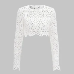 Lace Cut Out Long-Sleeve Shirt