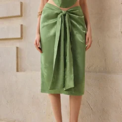 Jacquard Ruched Tie Front Slit Skirt -Women's Clothing Store 2ddac70e 2850 4d6f 8234 28b0824cb6a2