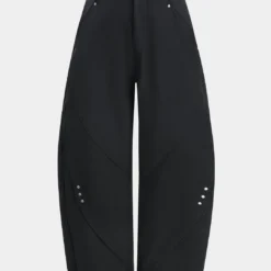 Metalic Decor Wide Leg Barrel Trousers