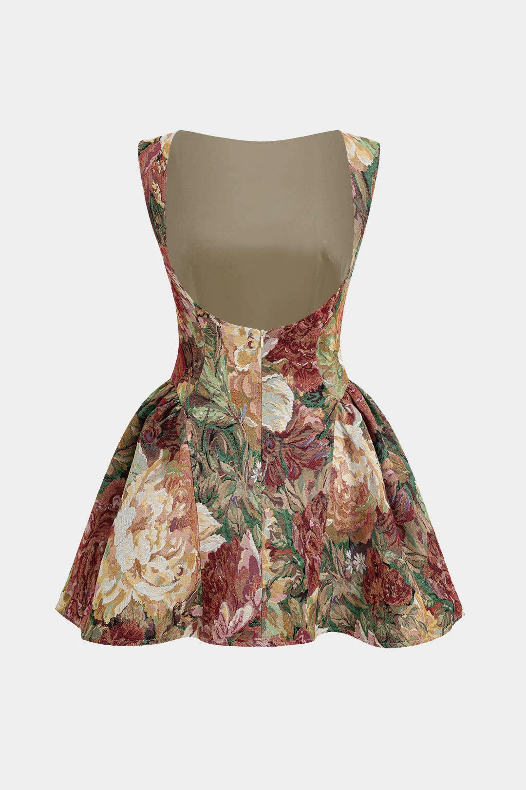 Jacquard Ruched Sleeveless Mini Dress 2 Jacquard Ruched Sleeveless Mini Dress - Image 2