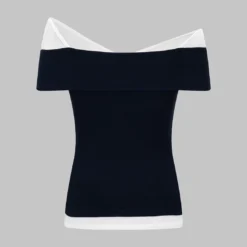 Patchwork Contrast Off Shoulder Short Sleeve T-Shirt -Women's Clothing Store 2ef0f60d c388 4afc 8af2 de926b9df47f