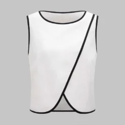 Linen Contrast Binding Asymmetrical Tank Top -Women's Clothing Store 2f39ad8c 6610 4a49 991f e9edd0b7b5d5