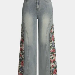 Denim Patchwork Flared Leg Jeans