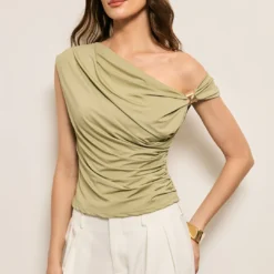 Asymmetrical Metallic Detail Tank Top