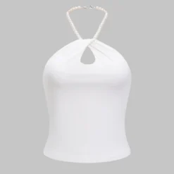 Pearl Chain Backless Sleeveless Cami Top