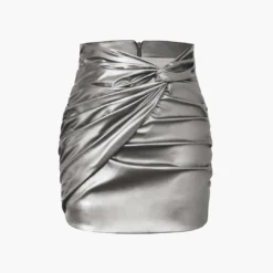 Metallic Faux Leather Knotted Mini Skirt -Women's Clothing Store 30c16ac0 14b0 411b b78e eee0c6aa0c51
