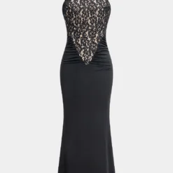 Backless Patchwork Sleeveless Maxi Dress