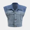 Denim Metallic Button Patchwork Vest