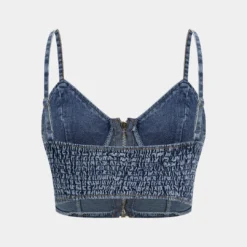 Denim Bustier Zipper Cami Top And Chiffon Pleated Patchwork Trousers Set -Women's Clothing Store 32ed5a31 39d7 4afc 86b8 c6099af63423