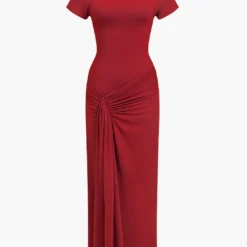 Solid Asymmetrical Knot Maxi Dress -Women's Clothing Store 3355cce2 f2f6 42bb bb01 6ec772f885c9