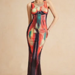 Abstract Print Tank Midi Dress