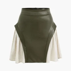 Color Block Patchwork Ruched Zipper Skirt -Women's Clothing Store 36f82222 cfbb 423f aec5 416353d74233