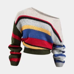 Basic Knit Color Block Long-Sleeve Top