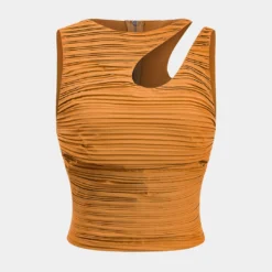 Pleated Cut Out Zipper Tank Top -Women's Clothing Store 37609a53 82ee 40c3 9469 9e2d282fcbd2