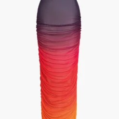 Ombre Print Ruched Maxi Skirt