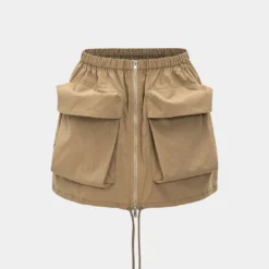 Pocket Zipper Ruched Skirt