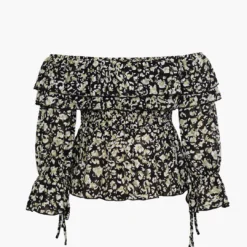 Off-The-Shoulder Chiffon Peplum Top -Women's Clothing Store 38b10f2c ab35 4b13 8928 c339871344cd