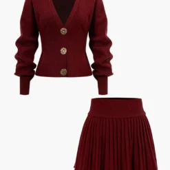 Knit Button V-neck Cardigan -Women's Clothing Store 3916d9a9 3766 4296 90b4 1952992a803f