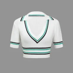 Knit Color Block V-neck Short-Sleeve Top -Women's Clothing Store 39abd6fa 2a92 44ab b65b ebc6db223ba9