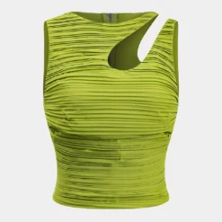 Pleated Cut Out Zipper Tank Top