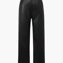 Faux Leather Elastic Waistband Straight Leg Pants