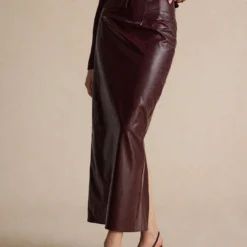 Basic Solid Faux Leather Midi Skirt -Women's Clothing Store 3a7975cb 5c8c 4c95 b008 e32ee7c6feef