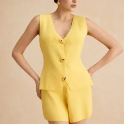 Sweater Metallic Button Tank Top