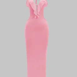 Ruffle Cut Out Tie Up Backless Maxi Dress -Women's Clothing Store 3acd509d 32d5 463a 969d da8e0941181a