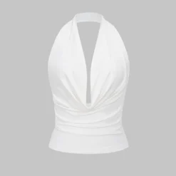 Backless Halter Deep V Tank Top