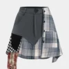 Patchwork Plaid Print Skirt