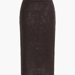 Solid Knit Cut Out Midi Skirt