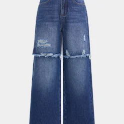 Denim Patchwork Straight Leg Jeans -Women's Clothing Store 3ba86cb8 652e 4069 a9f0 2f113dec999a