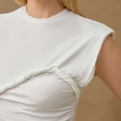 Solid Twist Round Neck T-Shirt -Women's Clothing Store 3c3fbaa1 408d 47b9 8086 149fe4ed70dc