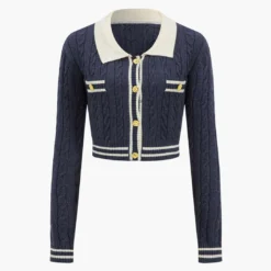 Knit Color Block Button Fake Pockets Long-Sleeve Top -Women's Clothing Store 3d1dea65 9fde 4ecb bfd2 9a2effeb03b5