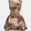 Jacquard Ruched Sleeveless Mini Dress