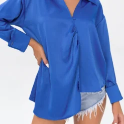 Blue Asymmetric Hem Casual Blouse -Women's Clothing Store 3dbddb6d 1487 45bd ac11 672a009d81fe