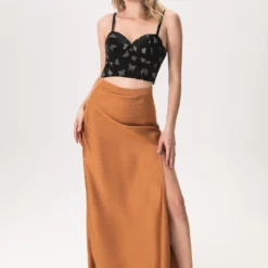 Slit Satin Midi Skirt -Women's Clothing Store 3dbe1c62 0932 4dc6 9665 cbf70a102fc3