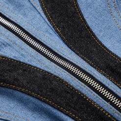 Contrast Denim Patchwork Zipper Bustier Dress -Women's Clothing Store 3e15a696 53d2 4be9 98d6 8732aabd83b0