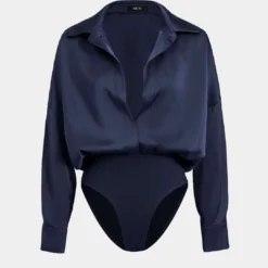 Patchwork Satin Bodysuit -Women's Clothing Store 3f21715d 0dbc 40a5 8fee fbba4791ea99