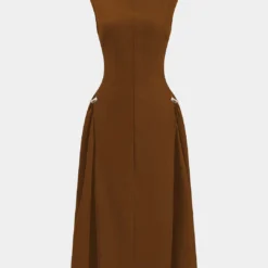 Metallic Decor Zipper Sleeveless Maxi Dress -Women's Clothing Store 3f242222 7602 4dc1 9b6e a61431307517