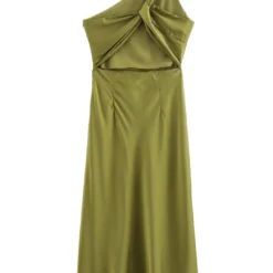 Solid Cut Out Asymmetrical Maxi Dress